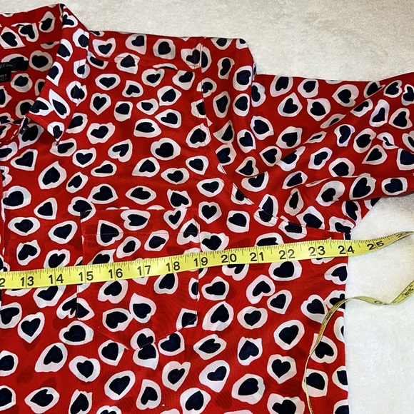 J. Crew red heart print long sleeve blouse shirt size 16 T - Picture 13 of 16